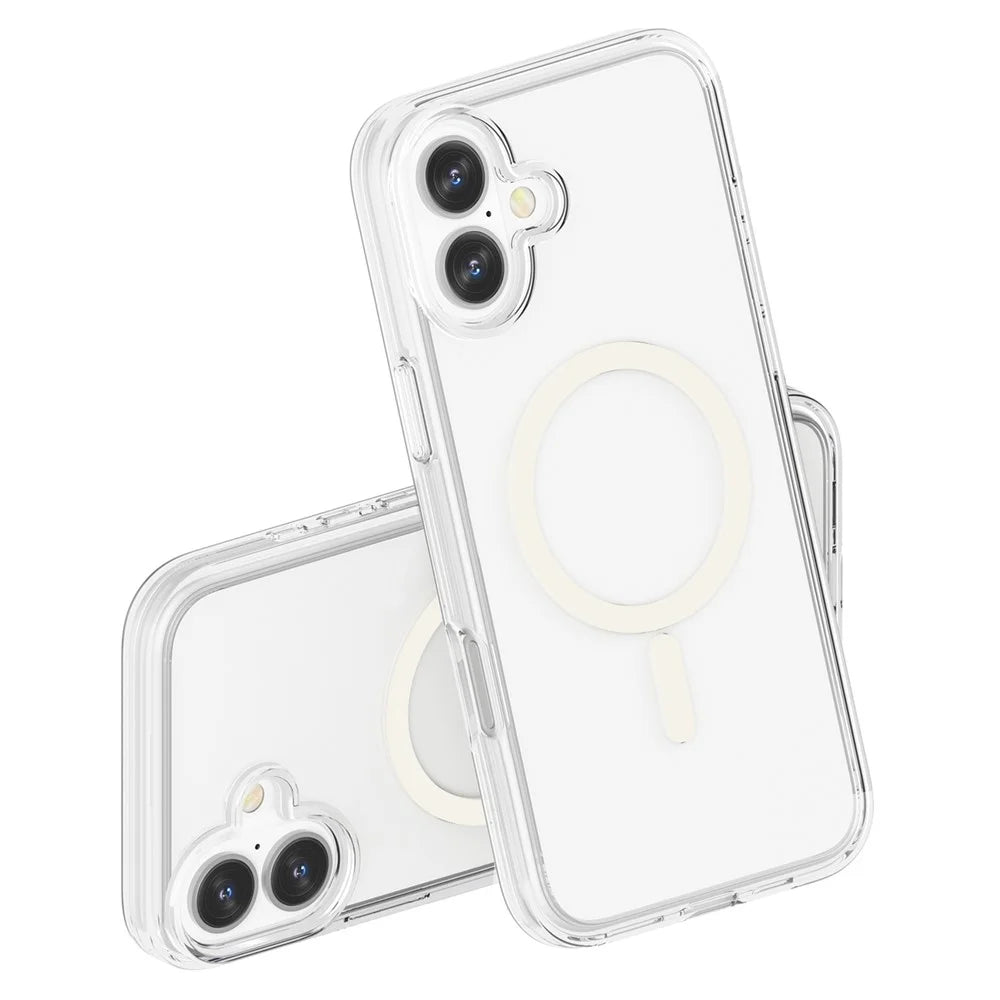 For iPhone 16 Magnetic Phone Case PC+TPU Scratch-Proof Cover Compatible with MagSafe - Transparent - 6