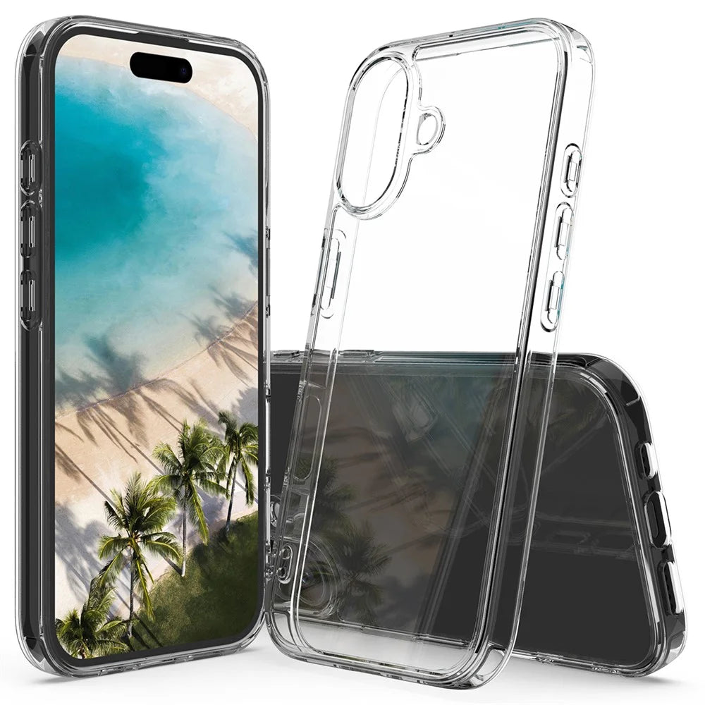For iPhone 16 Case Clear Shockproof Acrylic + TPU Phone Cover - 1