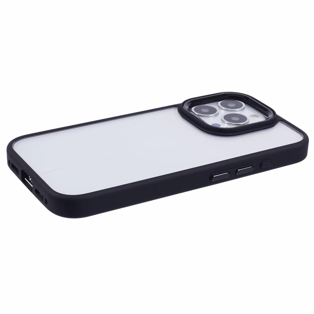 For iPhone 16 Pro Cell Phone Cases Shockproof Clear PC+TPU Back Cover - Black - 5