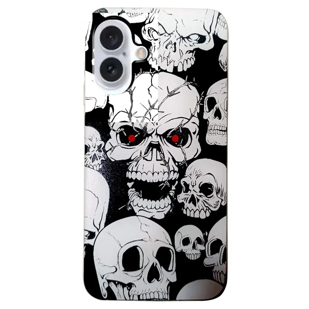 For iPhone 16 Case Pattern Printing TPU Cover Mobile Accessory - Skull - 1