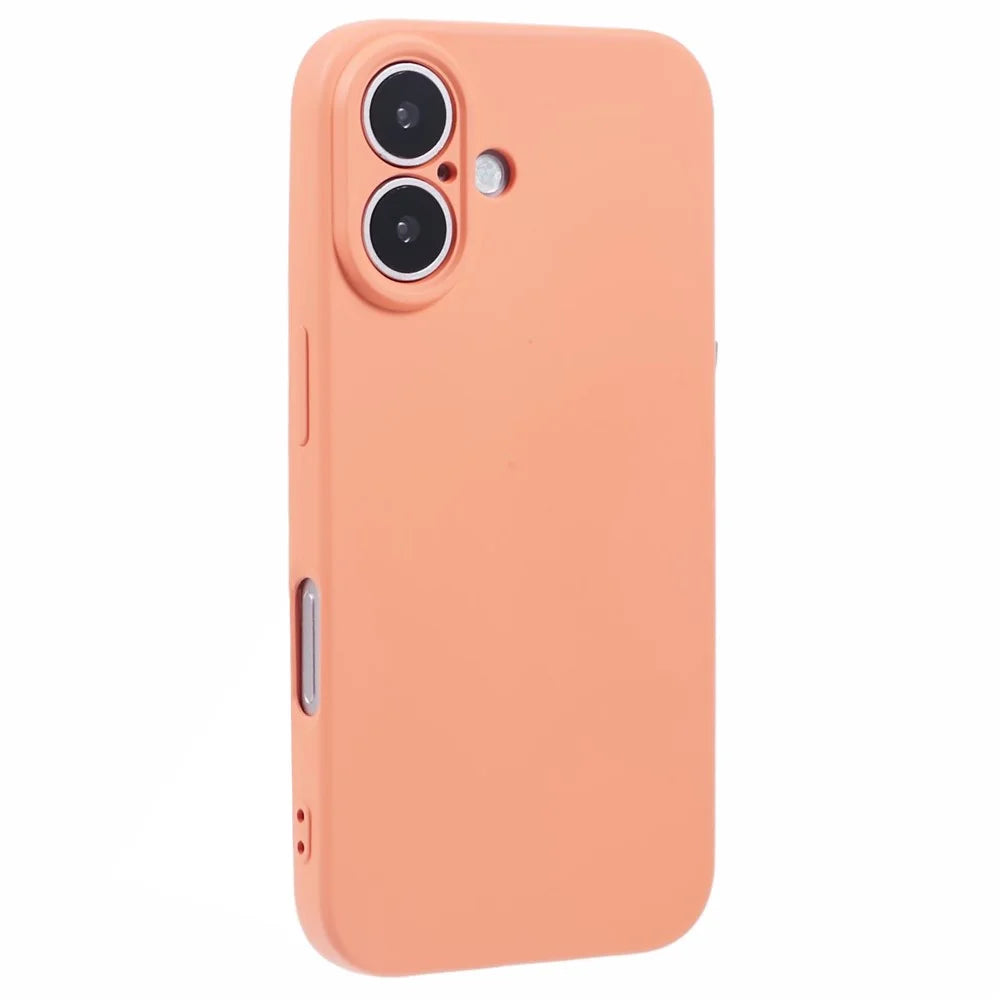 For iPhone 16 Plus Case Soft Fiber Lining TPU Phone Cover Camera Lens Protection - Orange - 1