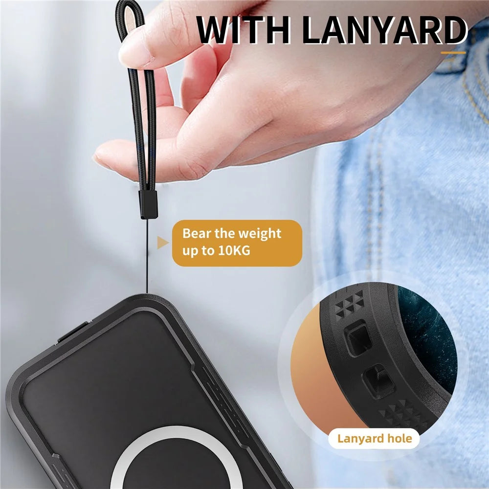 REDPEPPER For iPhone 16 Plus Case Compatible with MagSafe IP68 Waterproof Clear Phone Cover - Black - 3