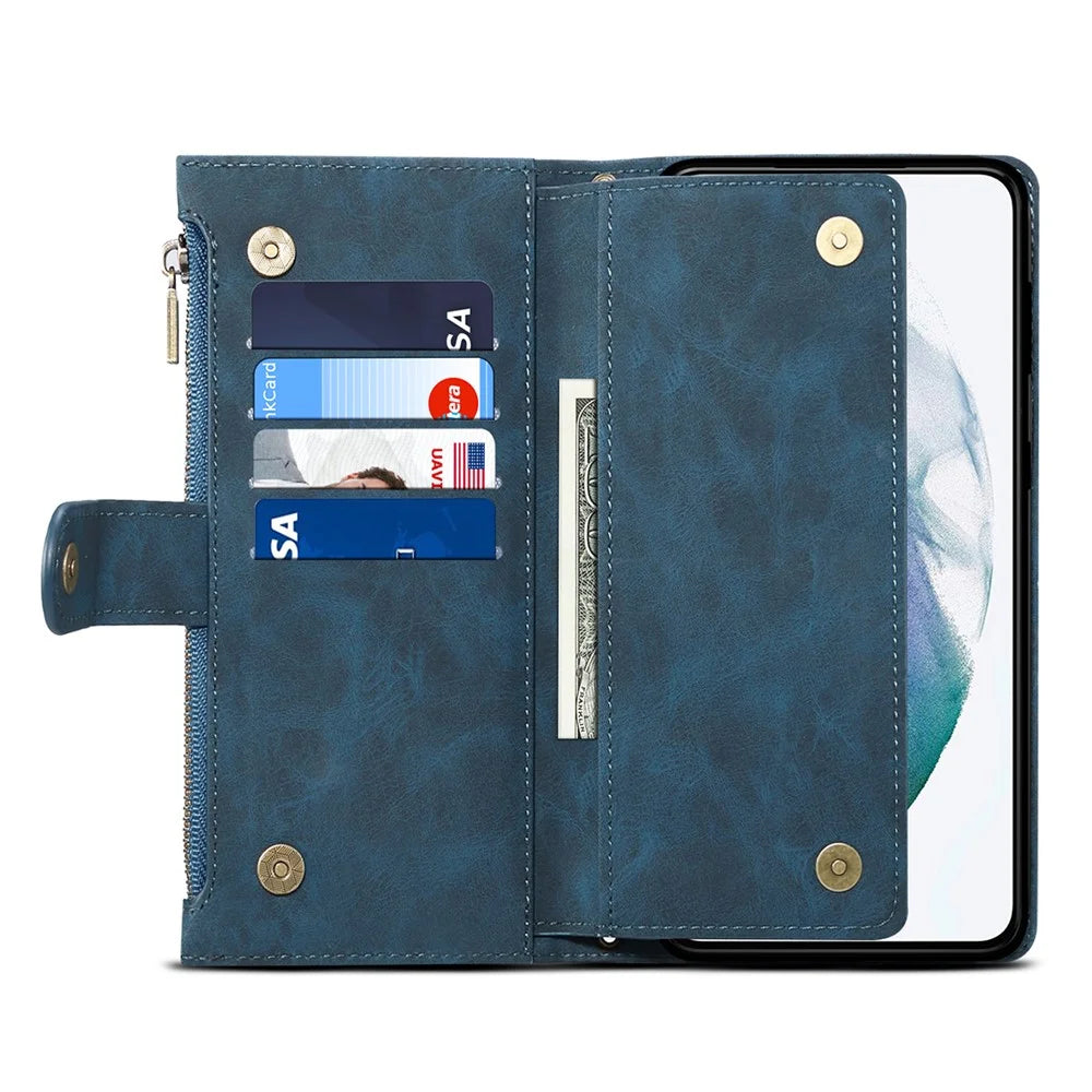 ESEBLE Star Series For Samsung Galaxy A16 5G / A16 4G Case Zipper Wallet Leather Stand Phone Cover - Blue - 4