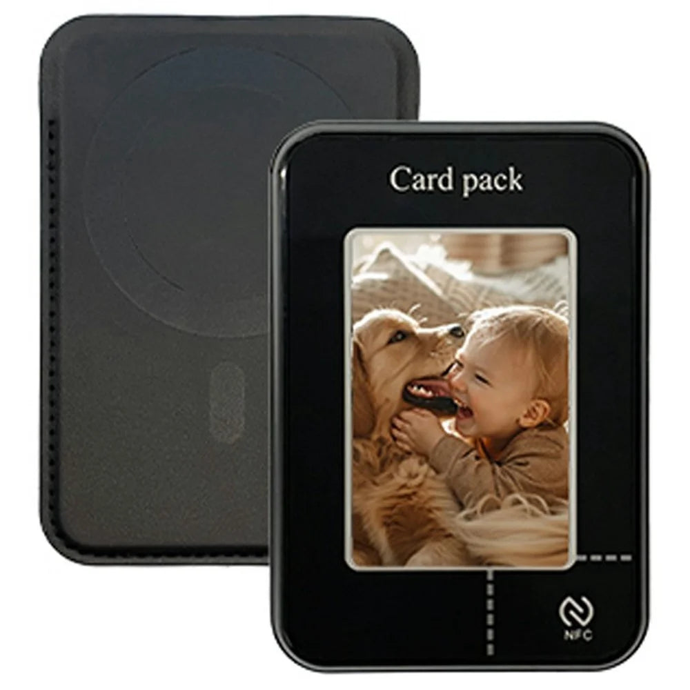 Four Color Display E Ink Card Holder PC+TPU NFC Projection Magnetic E Ink Card Bag Wallet - Black - 1