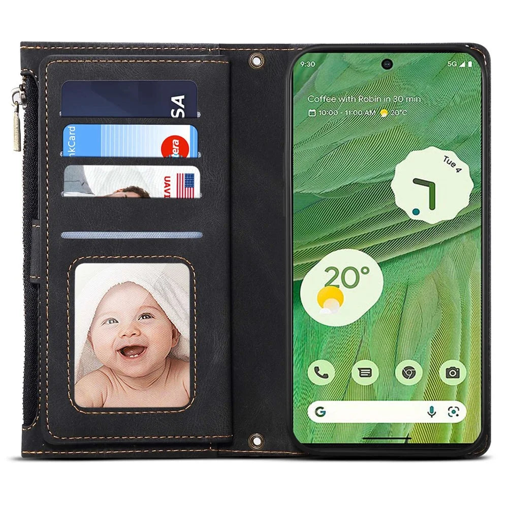 ESEBLE Star Series For Google Pixel 9 Pro / Pixel 9 Case Zipper Wallet Leather Stand Phone Cover - Black - 2