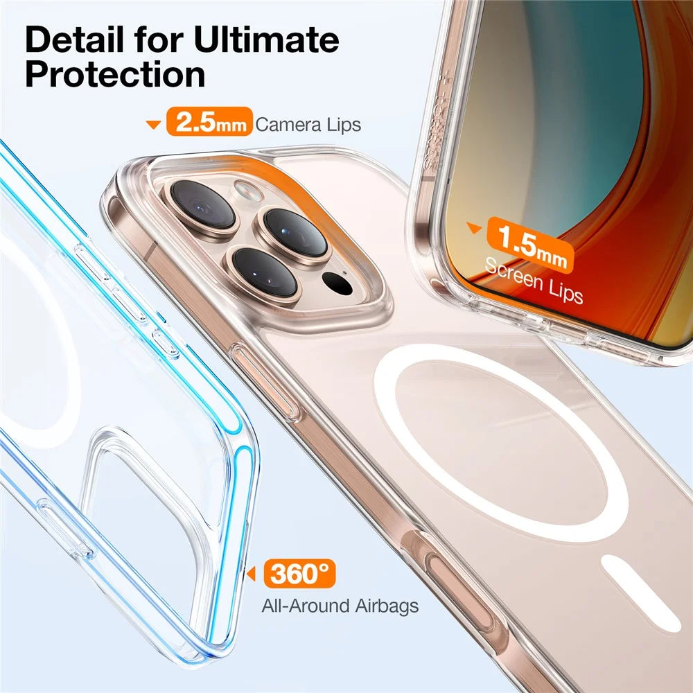 TORRAS Guardian-Mag Series For iPhone 16 Pro Case Compatible with MagSafe TPU Phone Cover - Transparent - 6
