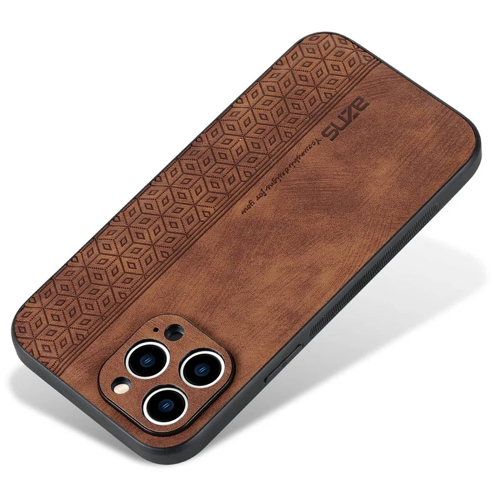 AZNS For iPhone 12 Pro 6.1 inch Anti-scratch PU Leather+TPU Phone Cover Imprinted Pattern Cell Phone Case - Brown - 2