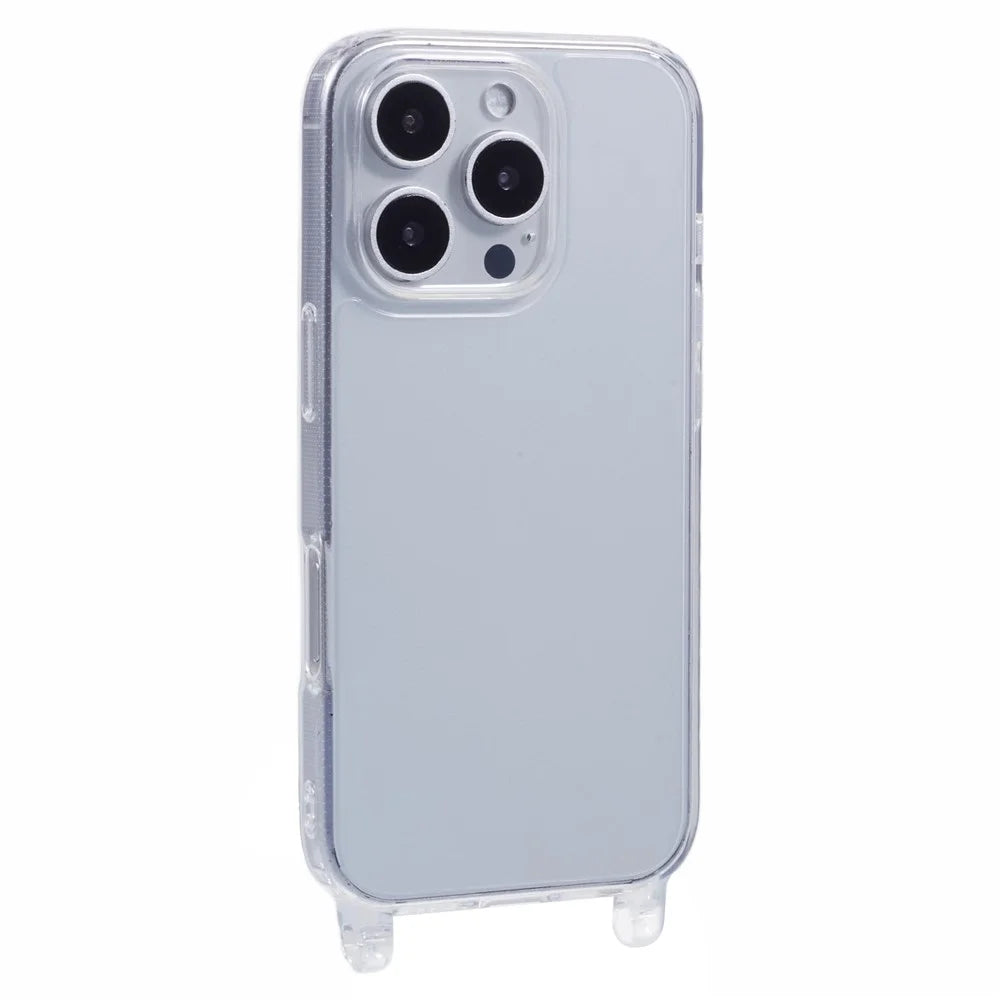 For iPhone 16 Pro Max Case TPU 1.8mm Clear Phone Cover with Lanyard Holes - 1