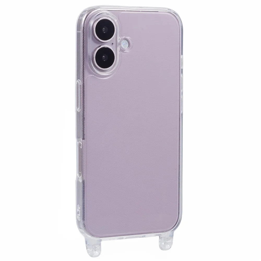 For iPhone 16 Case TPU 1.8mm Clear Phone Cover with Lanyard Holes - 1