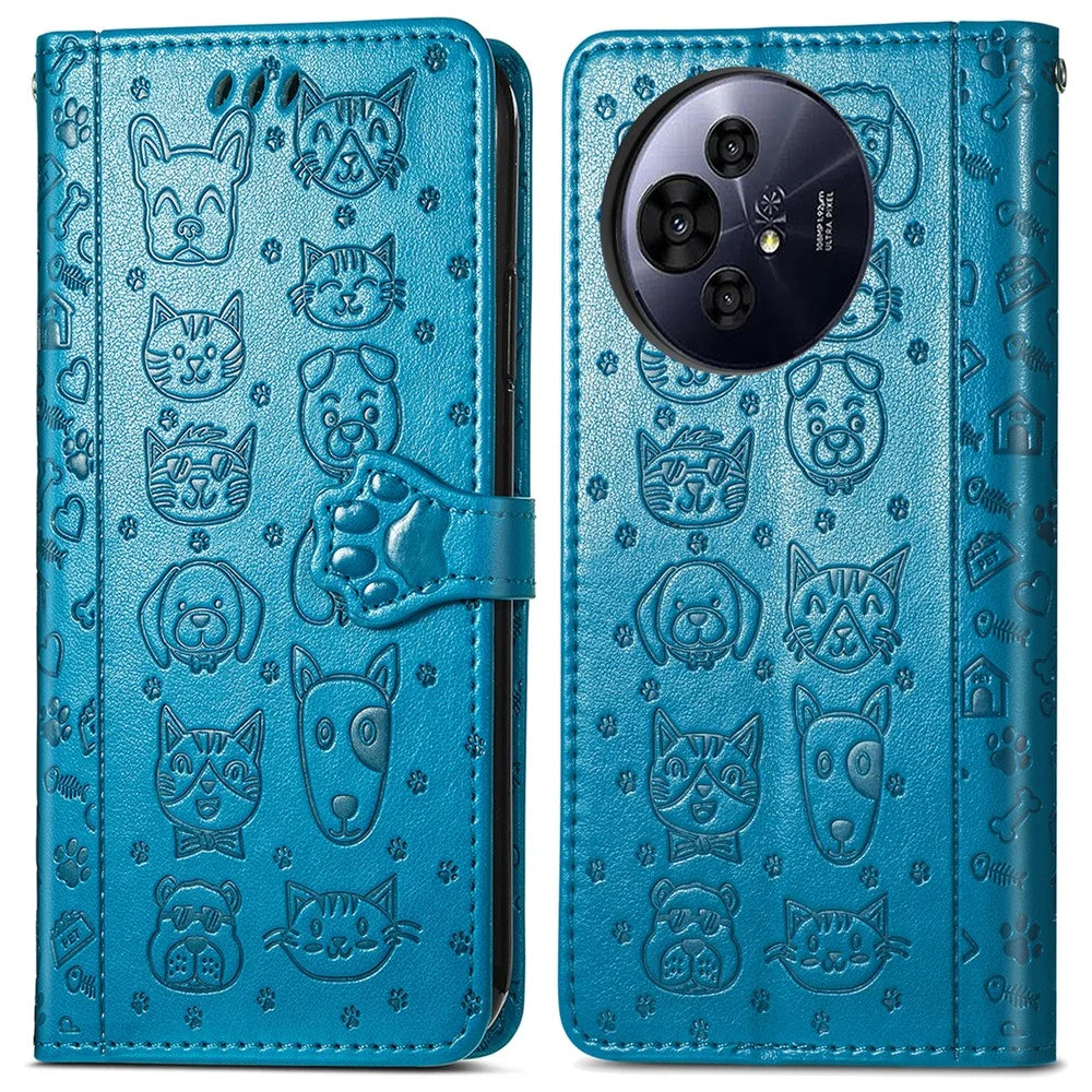 For TCL 50 Pro Nxtpaper 5G Case Leather Wallet Flip Phone Cover Cute Cat Dog Pattern - Blue - 1