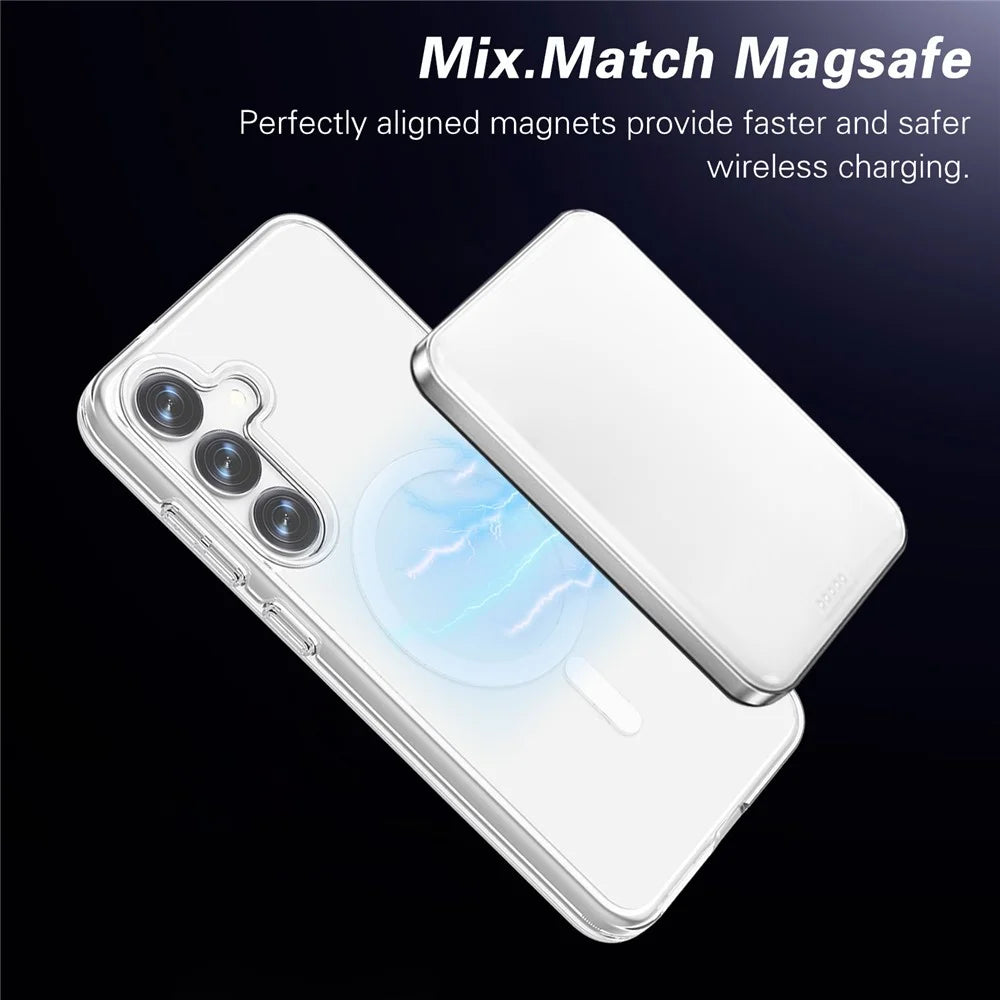 For Samsung Galaxy S25 Clear Magnetic Case TPU+PC Phone Back Cover - 7
