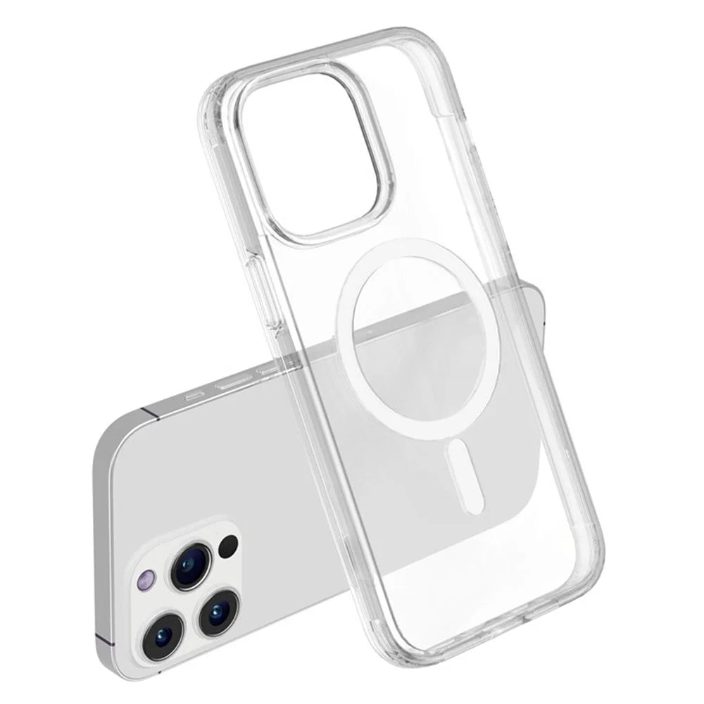 For iPhone 13 Pro Magnetic Case Compatible with MagSafe PC + TPU Clear Phone Cover - Transparent - 5