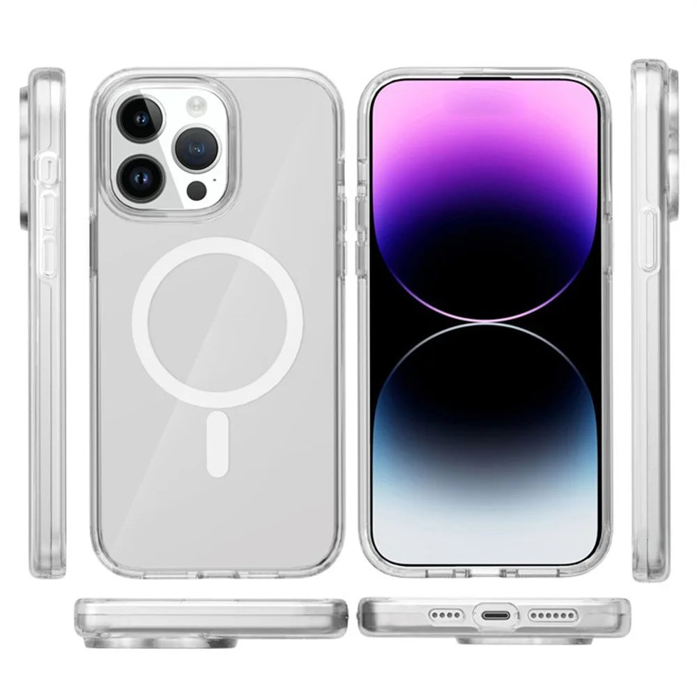 For iPhone 13 Pro Magnetic Case Compatible with MagSafe PC + TPU Clear Phone Cover - Transparent - 6