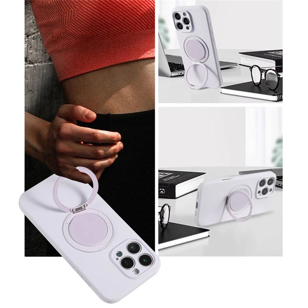 Bulk Purchasing For iPhone 16 Pro Max Case Compatible with MagSafe Kickstand Liquid Silicone Phone Cover Precise Cutouts - Antique White - 6