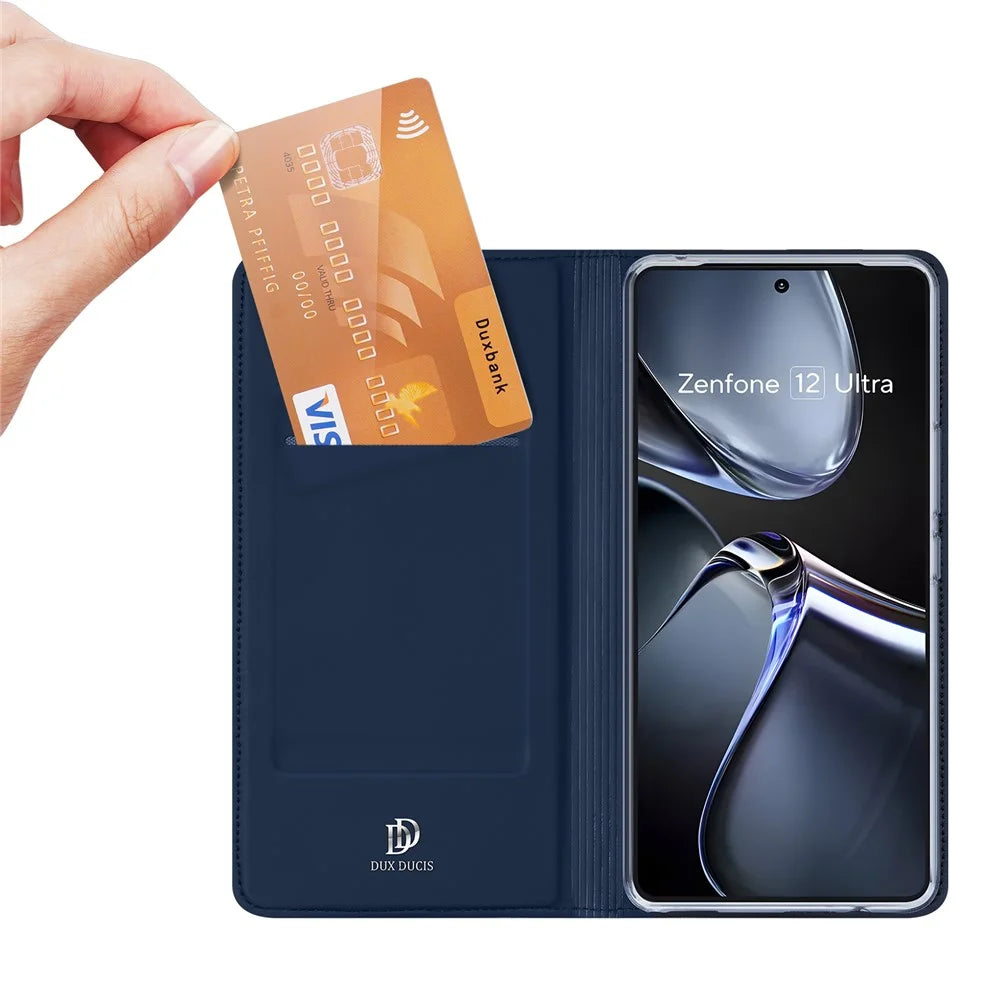 DUX DUCIS For Asus Zenfone 12 Ultra 5G Case Skin Pro Series Leather Stand Cover Card Holder - Blue - 2
