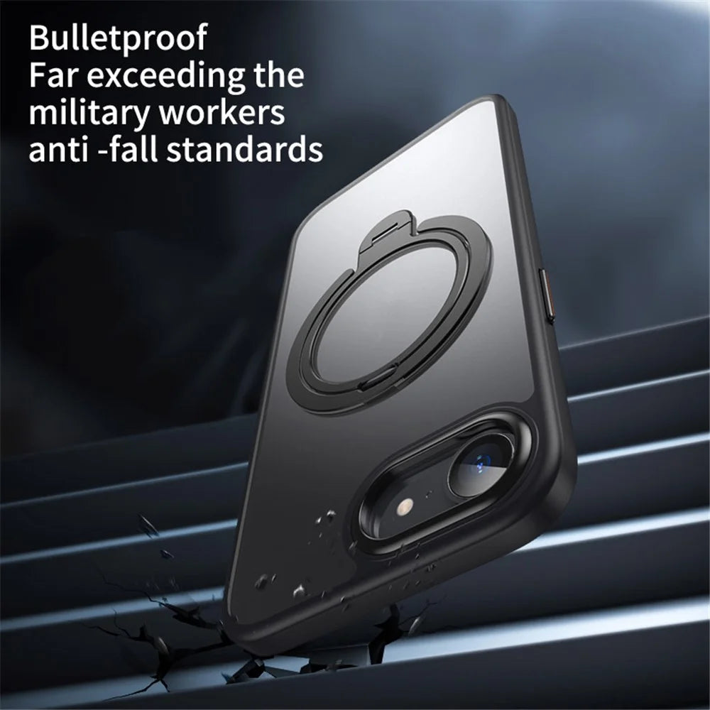 For iPhone 17e / 16e Phone Case Compatible with MagSafe Kickstand Matte Back Cover - Black - 3