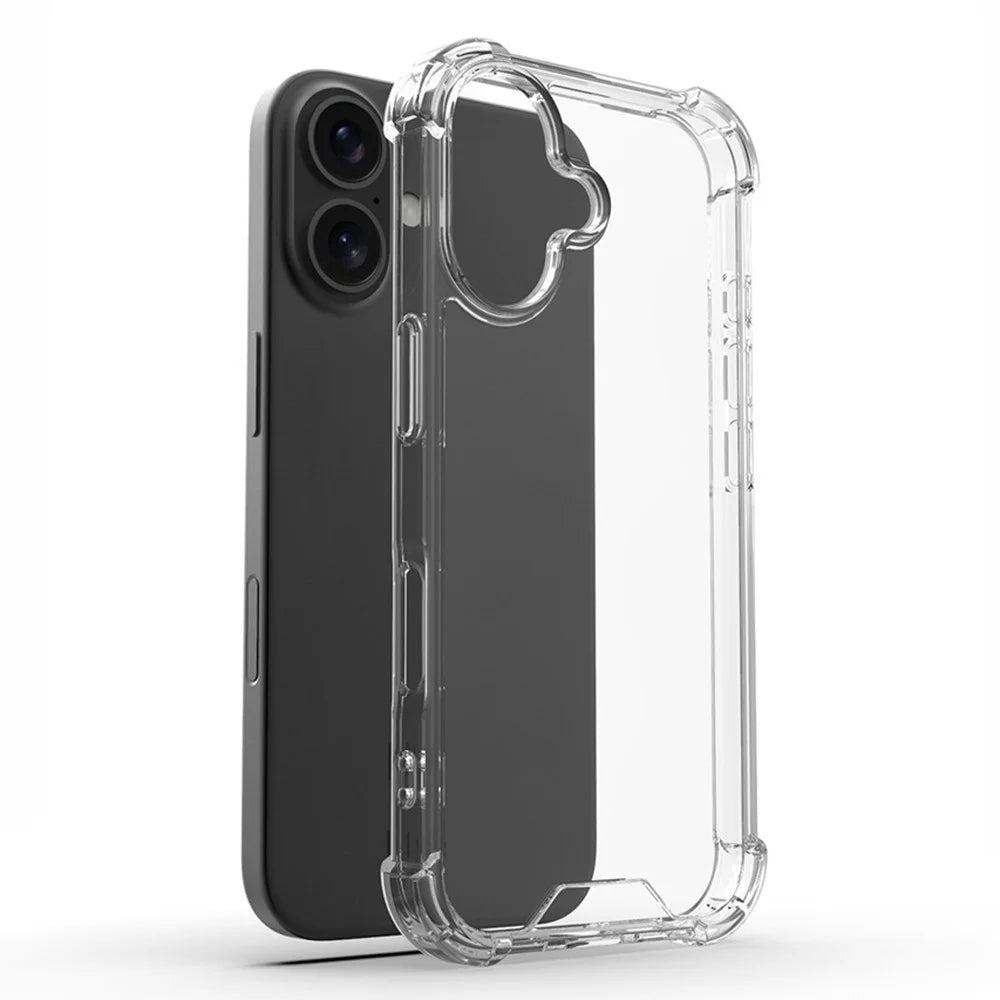 For iPhone 16 Plus Clear Phone Case TPU + Acrylic 1.5mm Shockproof Back Cover - 1