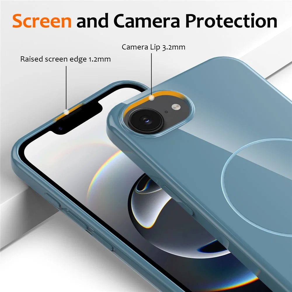 For iPhone 17e / 16e Magnetic Case Compatible with MagSafe TPU Phone Back Cover with Lanyard - Blue - 3