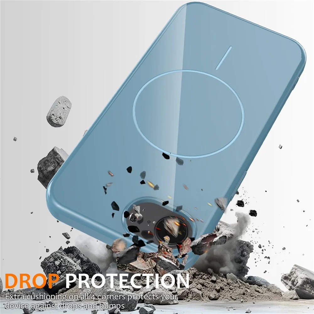 For iPhone 17e / 16e Magnetic Case Compatible with MagSafe TPU Phone Back Cover with Lanyard - Blue - 4
