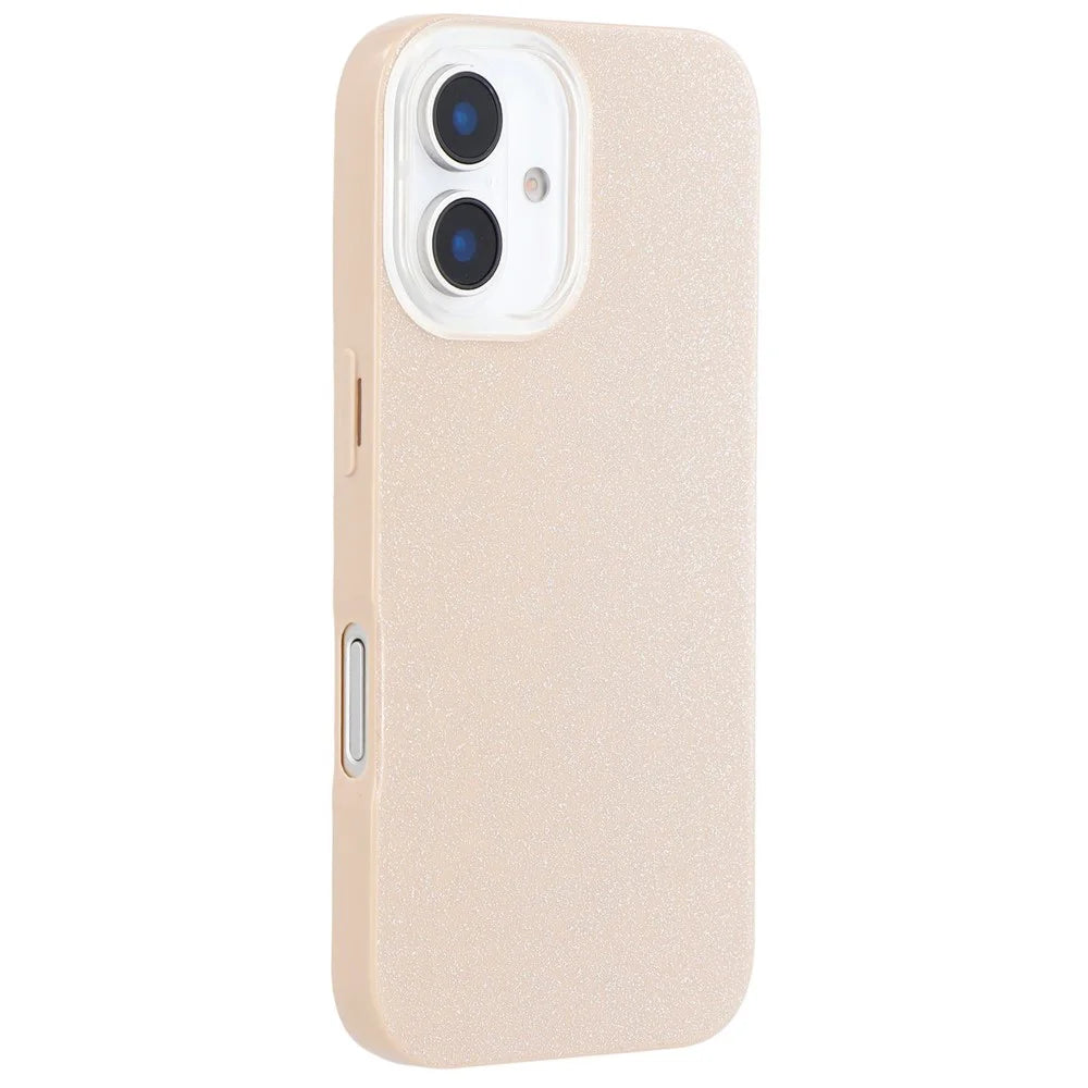 For iPhone 16 Plus Case IMD Glitter TPU Phone Cover Large Camera Cutout - Brown / Brown - 1
