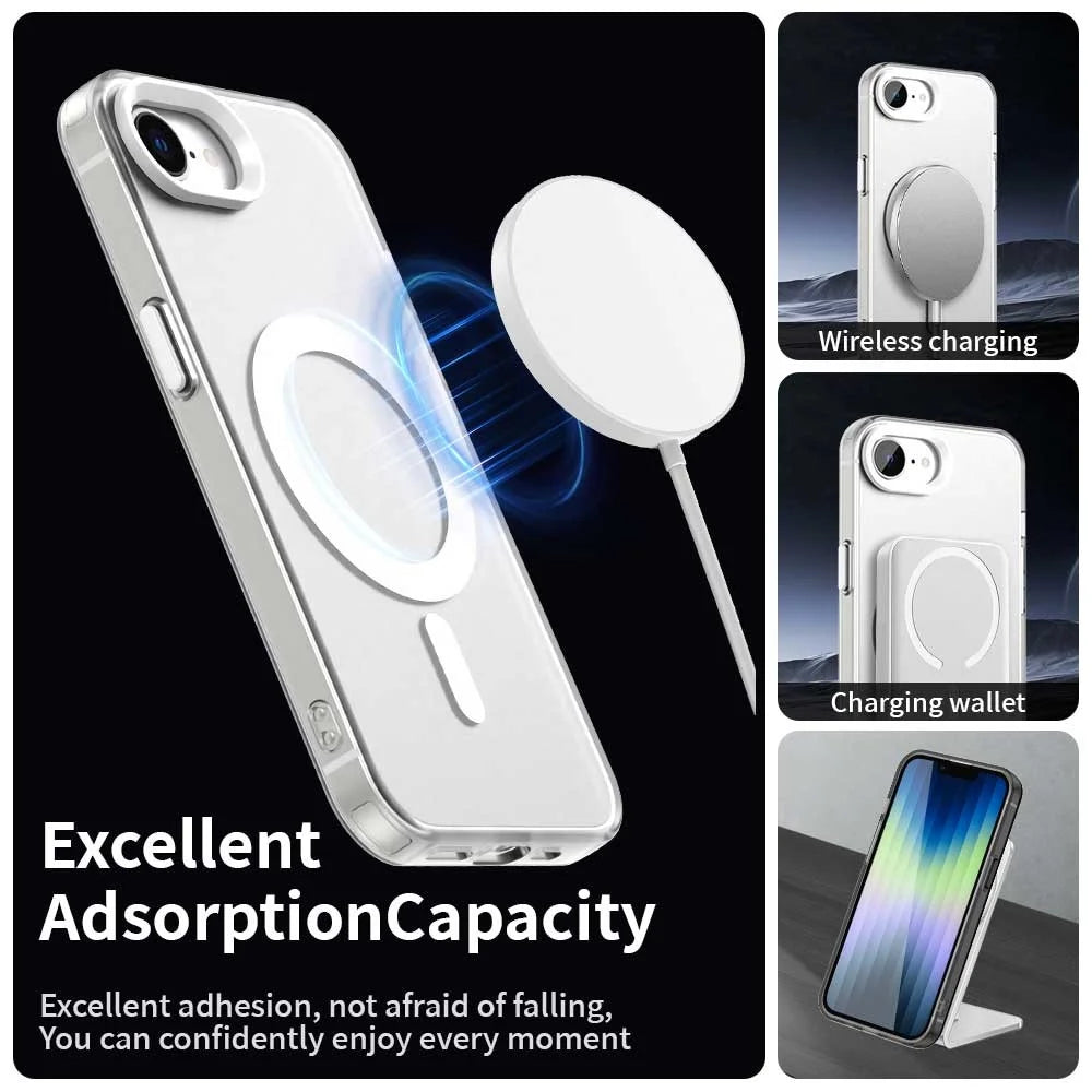 For iPhone 17e / 16e Case Magnetic Case Skin Touch Matte Anti Drop TPU + PC Phone Back Cover - White - 3