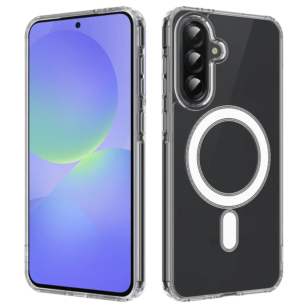 For Samsung Galaxy A56 5G Clear Phone Magnetic Case TPU+Acrylic Back Cover - Clear - 1