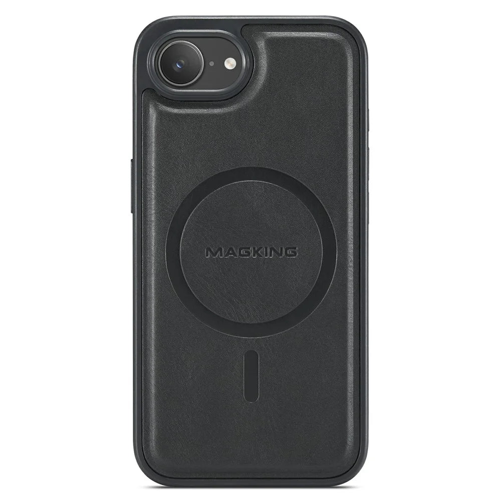 MAGKING K1 Series For iPhone 17e / 16e Magnetic Case PC + TPU + PU Leather Phone Cover - Black - 3
