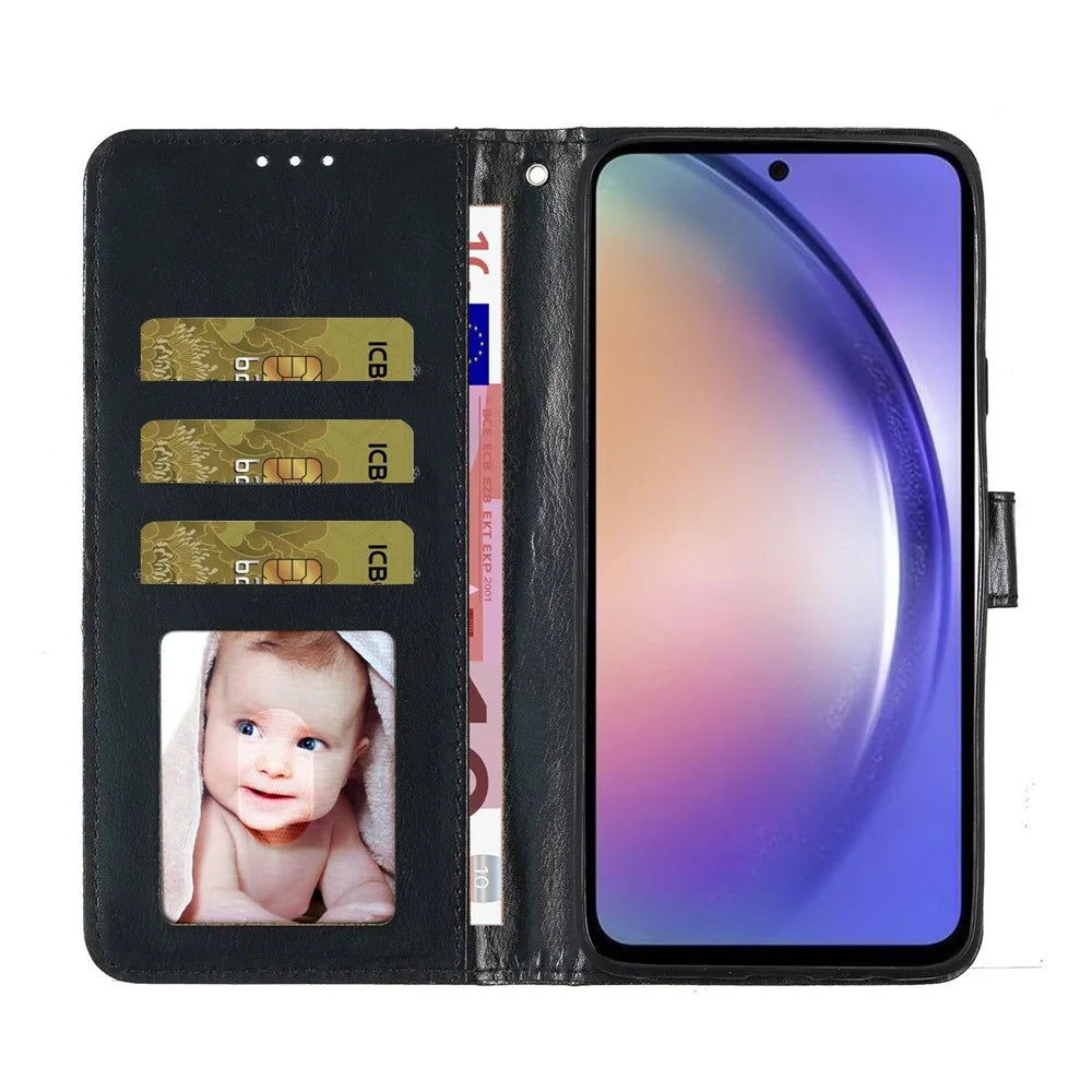 For iPhone 18 Pro Max / 17 Pro Max Wallet Case Glitter Anti-Scratch Leather Stand Phone Cover with Strap - Black - 2