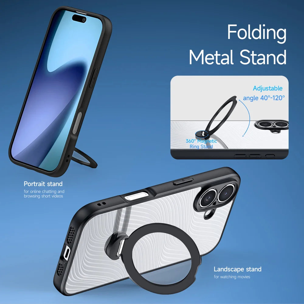 DUX DUCIS For iPhone 17 Case with Kickstand Aimo Series Compatible with MagSafe TPU+PC Phone Cover (REACH Certification) - Black - 4