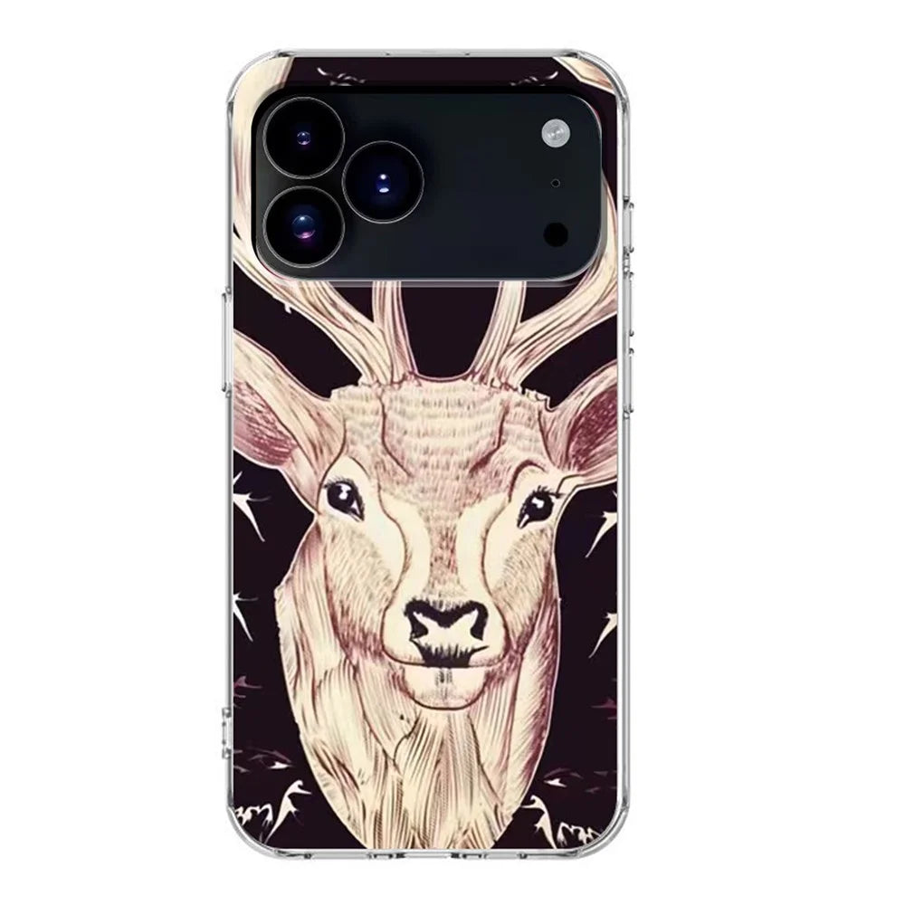 For iPhone 18 Pro / 17 Pro Case Pattern Printing Cell Phone TPU Back Cover - Deer Head - 2