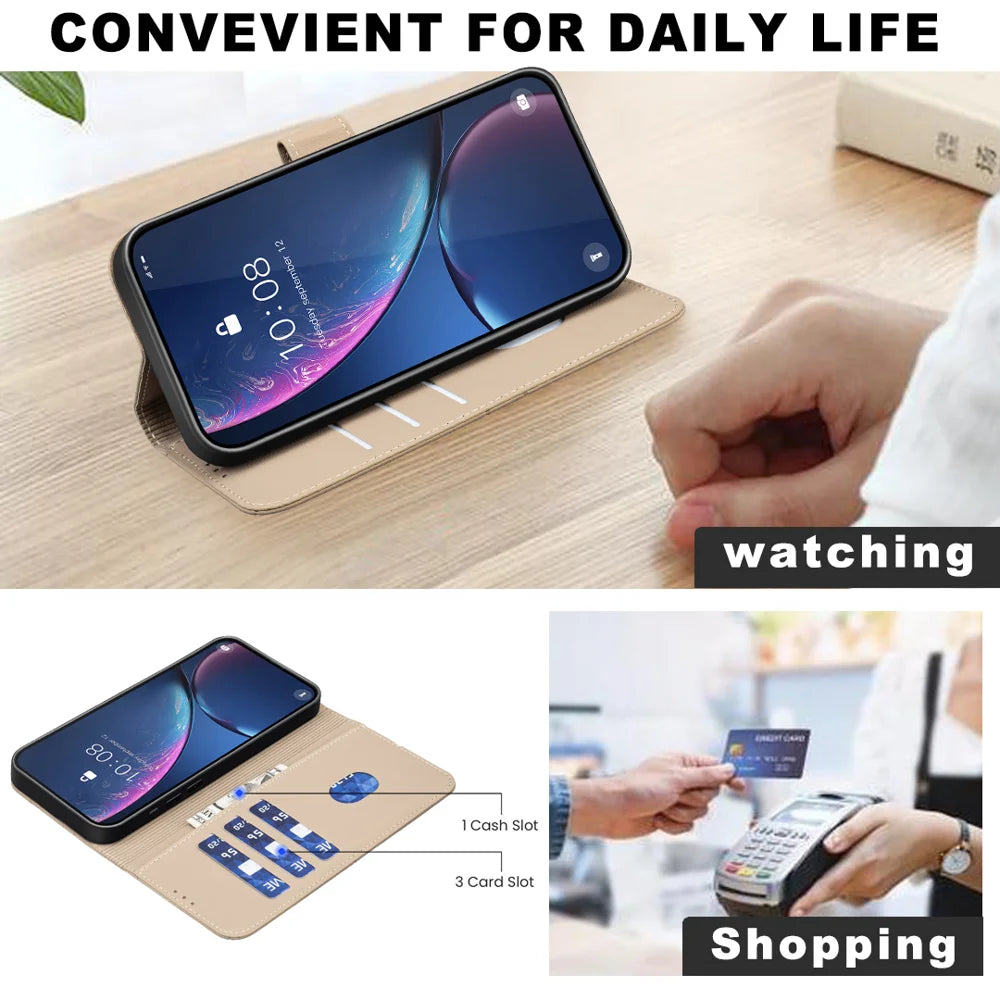 BINFEN COLOR For iPhone 18 Pro / 17 Pro Case BF35 Geometry Imprinted Leather Phone Cover RFID Blocking Wallet Stand - Beige - 5