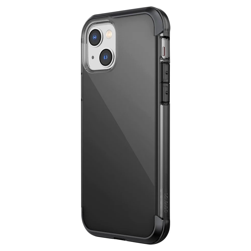 DEFENSE for iPhone 14 Soft TPU Scratch Resistant Clear Phone Case Aluminum Alloy Air-Guard Corners Shockproof Cover - Transparent Black - 1