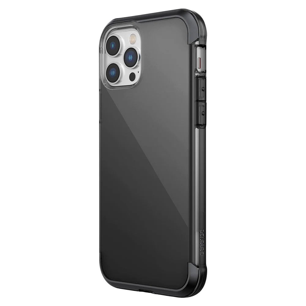 DEFENSE Shockproof Phone Cover for iPhone 14 Pro Air Soft TPU Anti-scratch Phone Case with Aluminum Alloy Corners - Transparent Black - 1