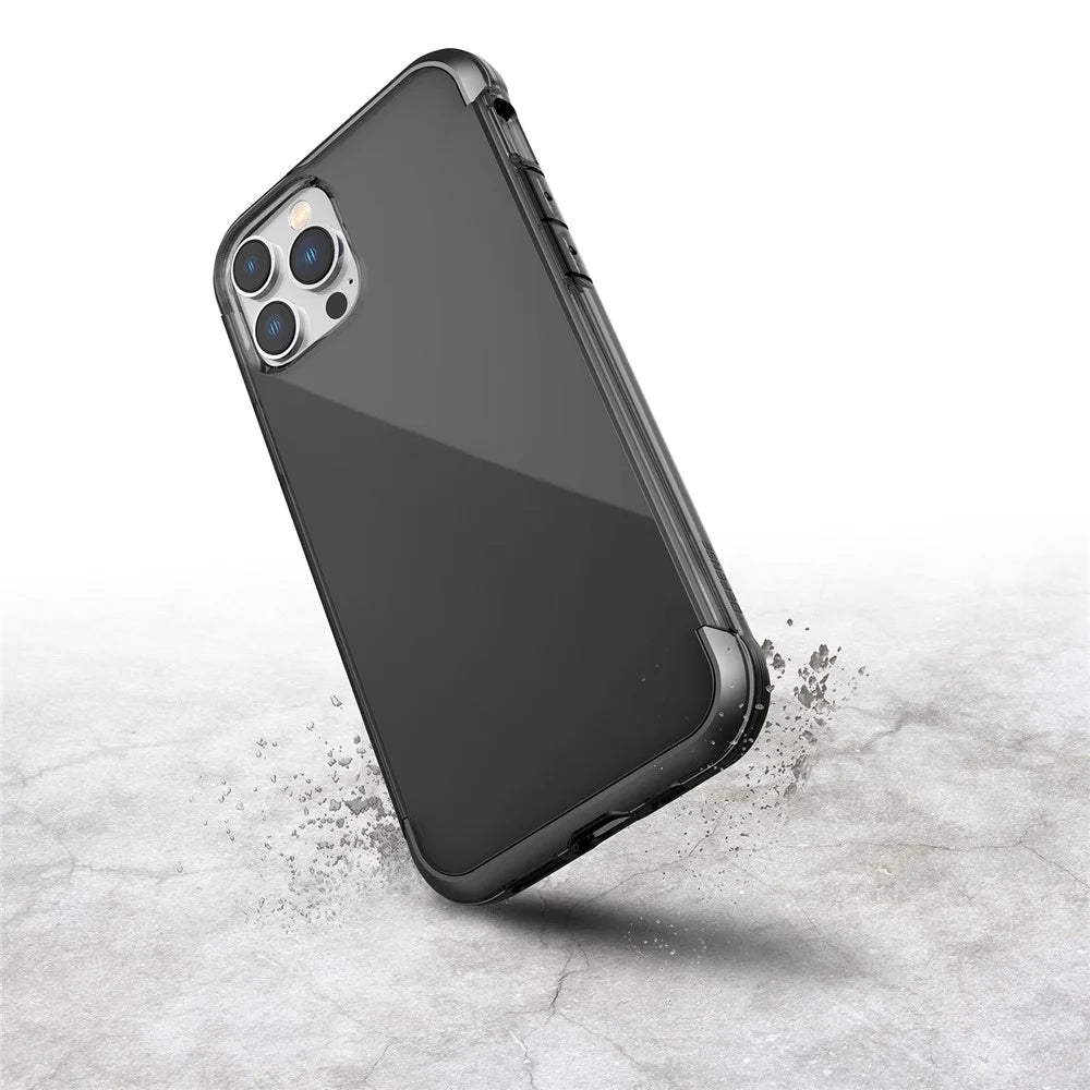DEFENSE Shockproof Phone Cover for iPhone 14 Pro Air Soft TPU Anti-scratch Phone Case with Aluminum Alloy Corners - Transparent Black - 2