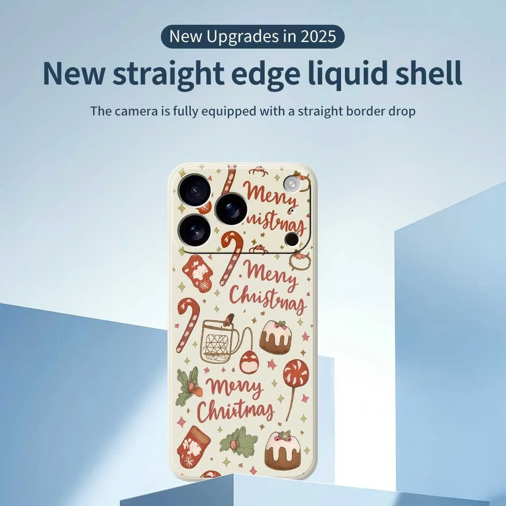 For iPhone 18 Pro Max / 17 Pro Max Case Merry Christmas Pattern Printing Straight Edge TPU Phone Back Cover - Beige - 3
