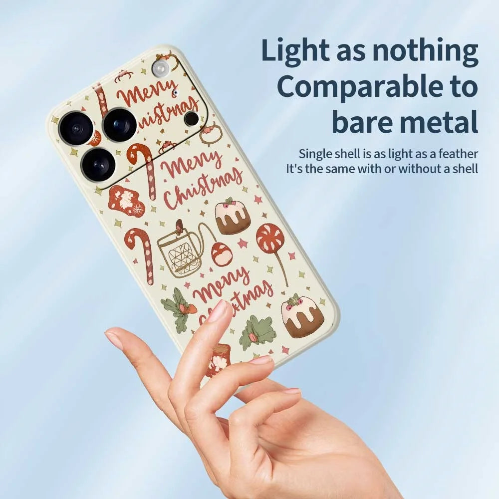 For iPhone 18 Pro Max / 17 Pro Max Case Merry Christmas Pattern Printing Straight Edge TPU Phone Back Cover - Beige - 4