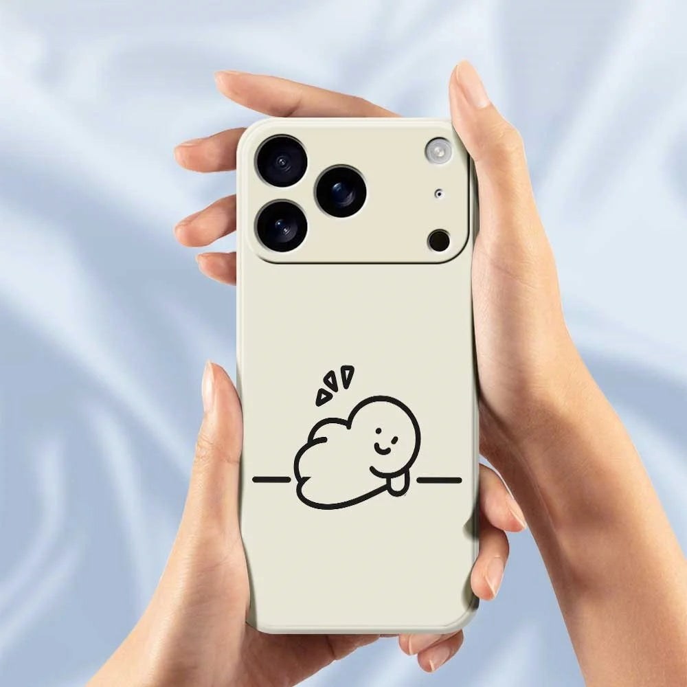 For iPhone 18 Pro Max / 17 Pro Max Case Stick Figure Pattern Printing Straight Edge TPU Phone Back Cover - Beige - 6