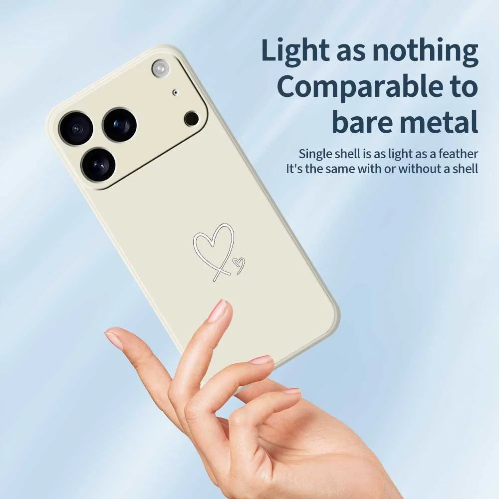 For iPhone 18 Pro Max / 17 Pro Max Case White Love Pattern Printing Straight Edge TPU Phone Back Cover - Beige - 4