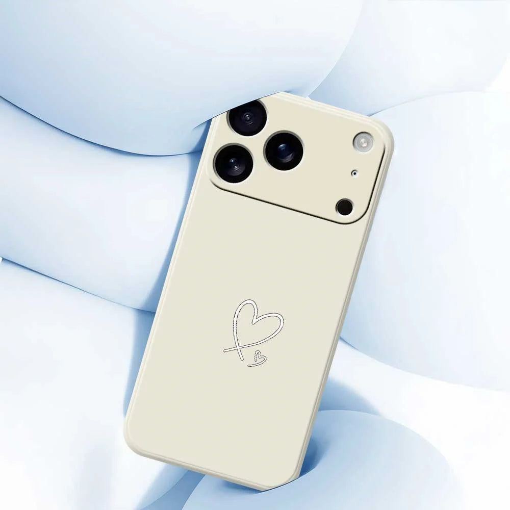 For iPhone 18 Pro Max / 17 Pro Max Case White Love Pattern Printing Straight Edge TPU Phone Back Cover - Beige - 5