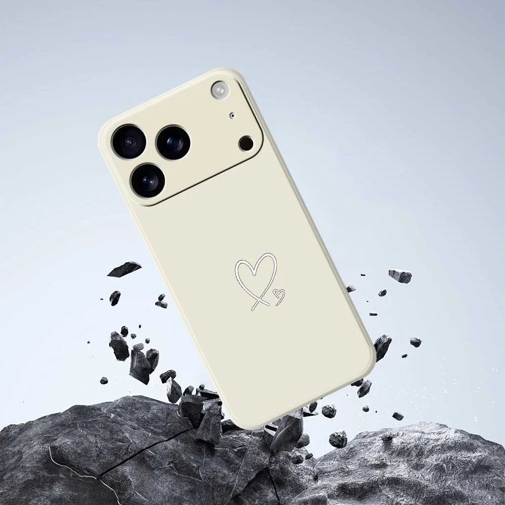For iPhone 18 Pro Max / 17 Pro Max Case White Love Pattern Printing Straight Edge TPU Phone Back Cover - Beige - 7