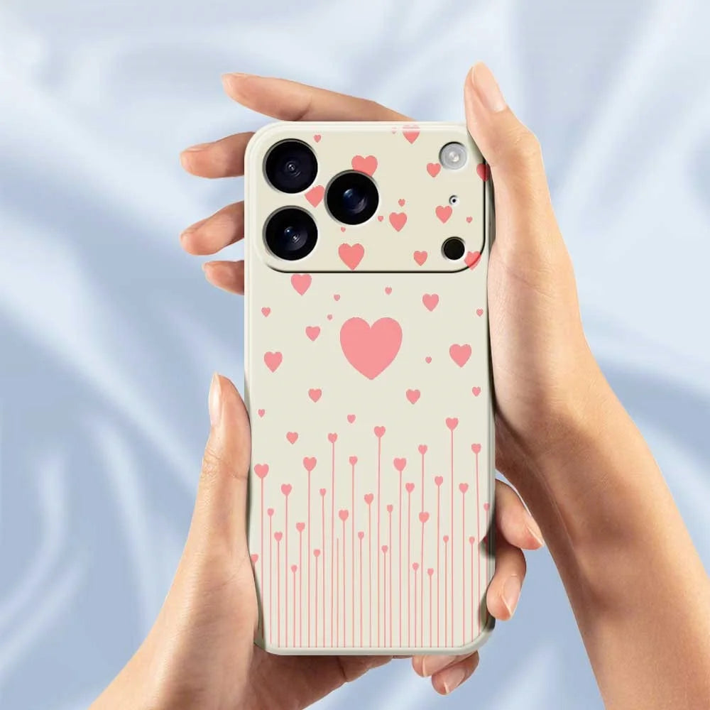 For iPhone 18 Pro Max / 17 Pro Max Case Pink Love Pattern Printing Straight Edge TPU Phone Back Cover - Beige - 6