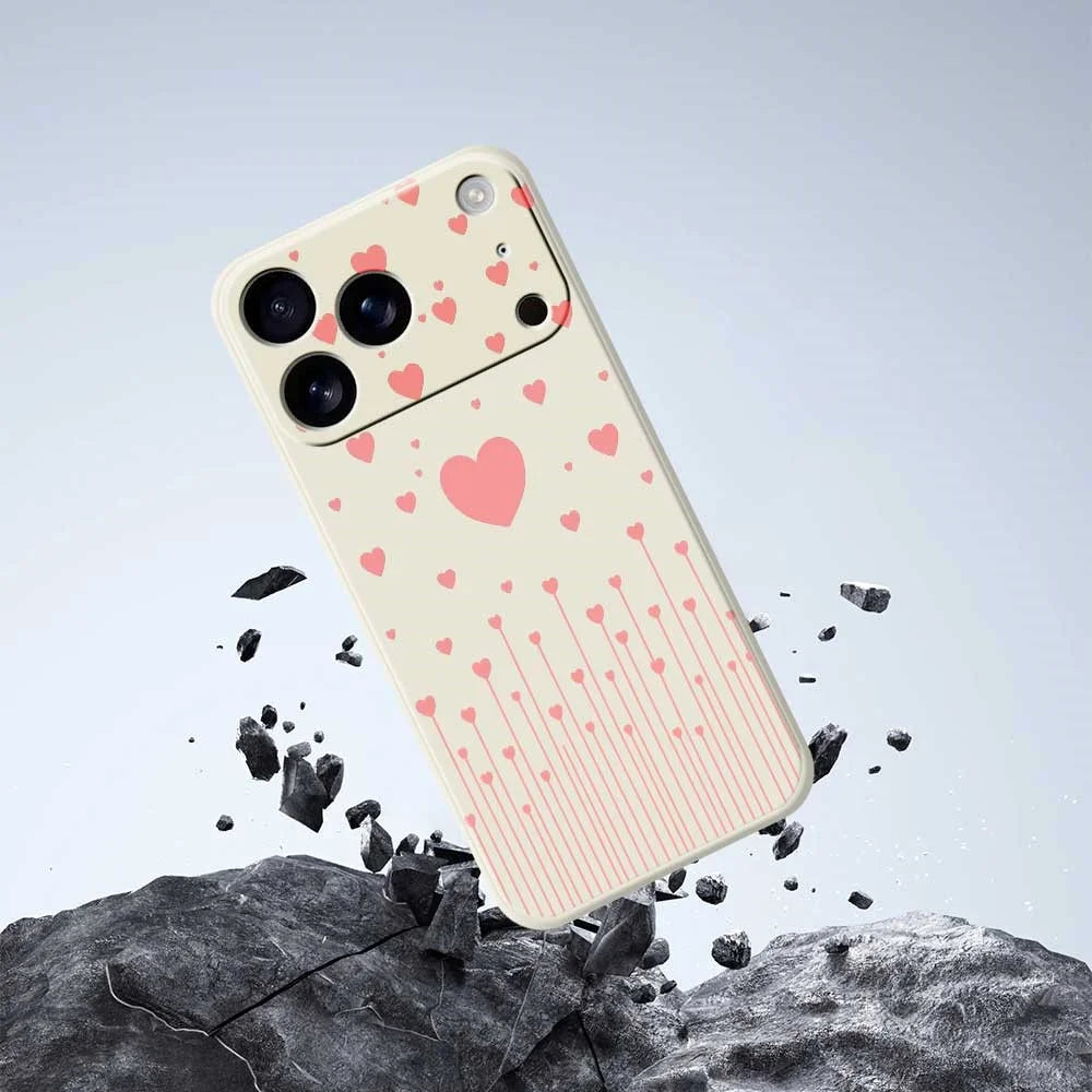 For iPhone 18 Pro Max / 17 Pro Max Case Pink Love Pattern Printing Straight Edge TPU Phone Back Cover - Beige - 7