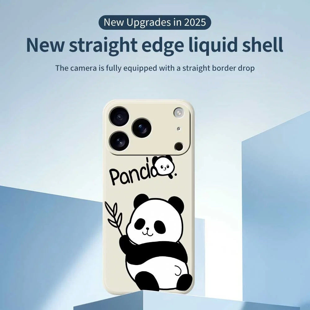 For iPhone 18 Pro Max / 17 Pro Max Case Panda Pattern Printing Straight Edge TPU Phone Back Cover - Beige - 3