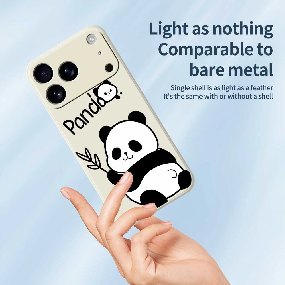 For iPhone 18 Pro Max / 17 Pro Max Case Panda Pattern Printing Straight Edge TPU Phone Back Cover - Beige - 4