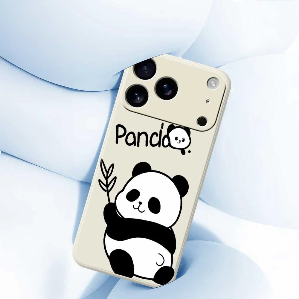 For iPhone 18 Pro Max / 17 Pro Max Case Panda Pattern Printing Straight Edge TPU Phone Back Cover - Beige - 5