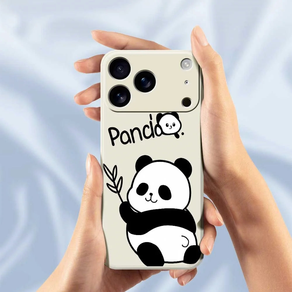 For iPhone 18 Pro Max / 17 Pro Max Case Panda Pattern Printing Straight Edge TPU Phone Back Cover - Beige - 6
