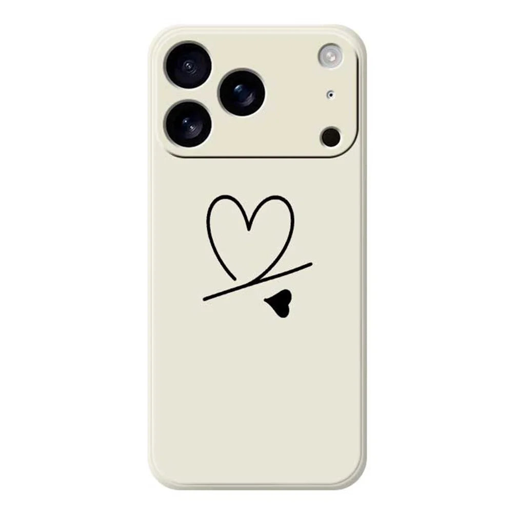 For iPhone 18 Pro Max / 17 Pro Max Case Black Love Pattern Printing Straight Edge TPU Phone Back Cover - Beige - 1
