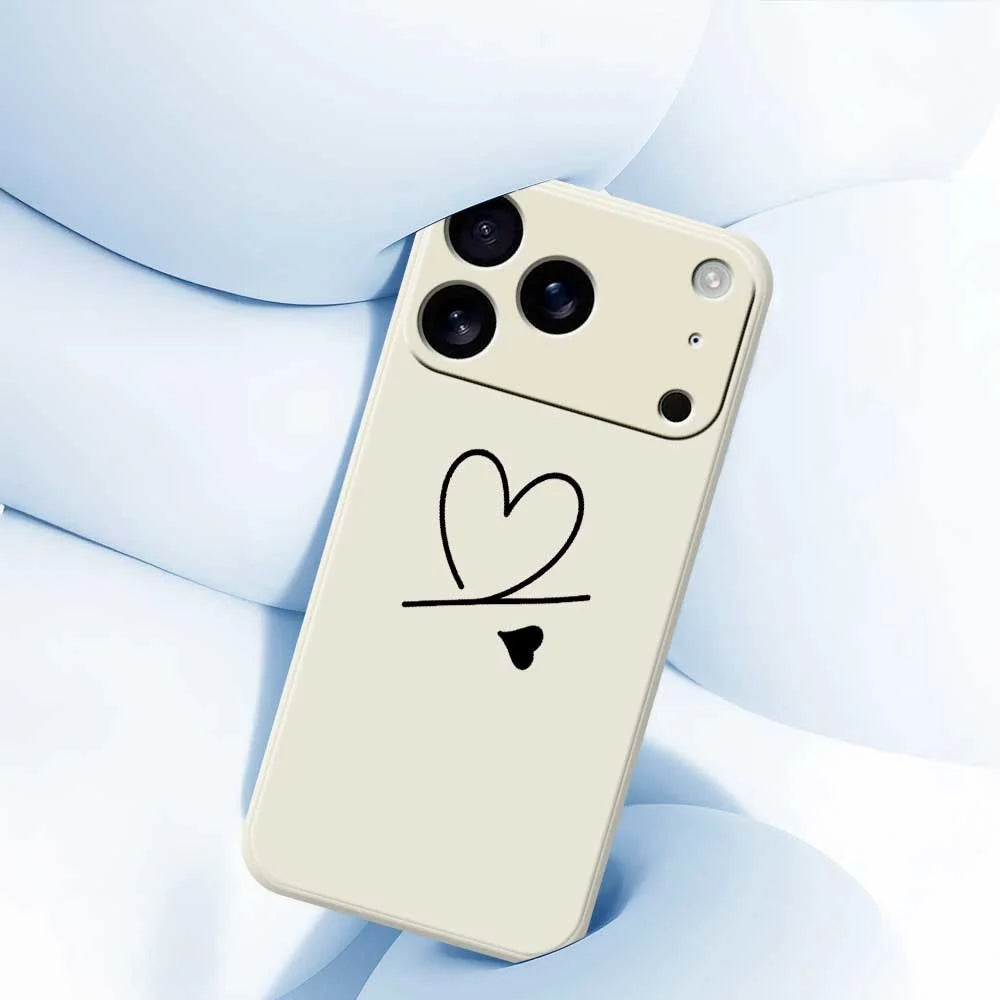 For iPhone 18 Pro Max / 17 Pro Max Case Black Love Pattern Printing Straight Edge TPU Phone Back Cover - Beige - 5