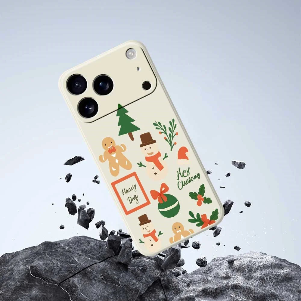 For iPhone 18 Pro / 17 Pro Case Christmas Snowman Pattern Printing Straight Edge TPU Phone Back Cover - Beige - 7