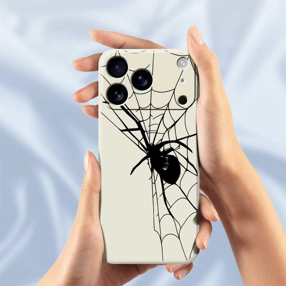 For iPhone 18 Pro / 17 Pro Case Spider Pattern Printing Straight Edge TPU Phone Back Cover - Beige - 6